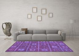 Machine Washable Abstract Purple Modern Area Rugs in a Living Room, wshabs315pur