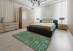 Abstract Army Green Modern Rug in a Bedroom, abs315