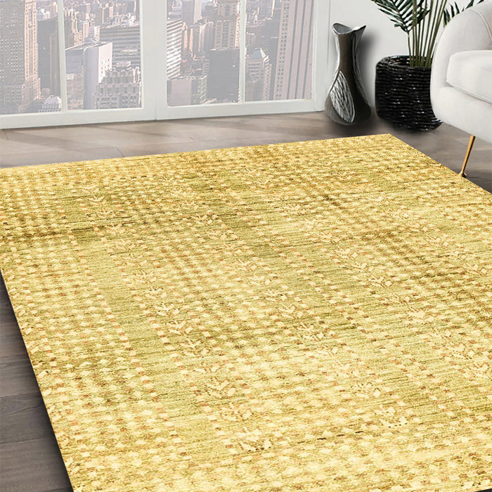 Machine Washable Abstract Chrome Gold Yellow Rug in a Family Room, wshabs3160