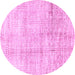 Round Machine Washable Abstract Purple Modern Area Rugs, wshabs3160pur