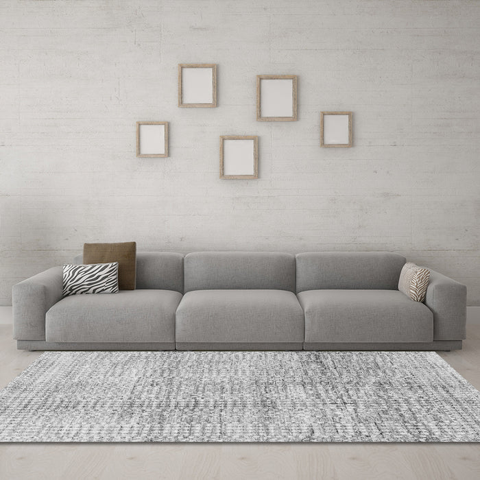 Machine Washable Abstract Gray Modern Rug in a Living Room,, wshabs3160gry