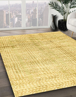 Abstract Chrome Gold Yellow Modern Rug in Family Room, abs3160