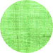 Round Machine Washable Abstract Green Modern Area Rugs, wshabs3160grn