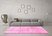 Machine Washable Abstract Pink Modern Rug in a Living Room, wshabs3160pnk