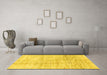 Machine Washable Abstract Yellow Modern Rug in a Living Room, wshabs3160yw