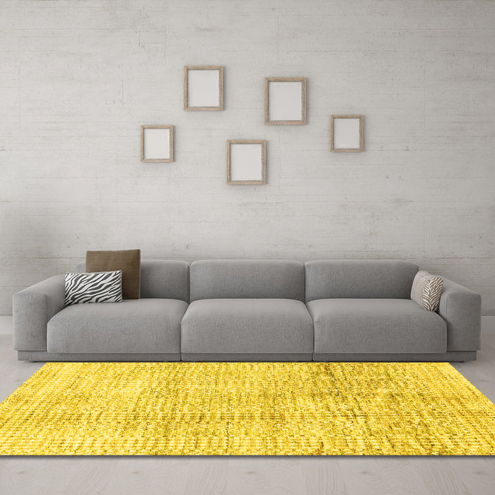 Machine Washable Abstract Yellow Modern Rug in a Living Room, wshabs3160yw