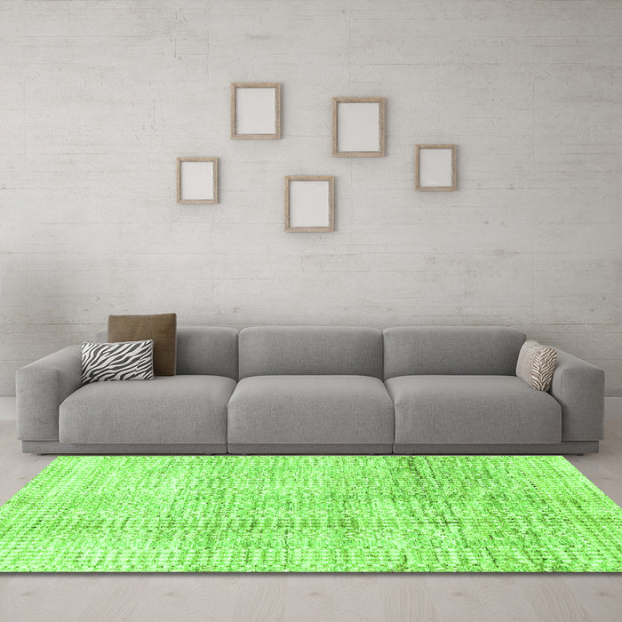 Machine Washable Abstract Green Modern Area Rugs in a Living Room,, wshabs3160grn