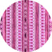 Round Machine Washable Abstract Pink Modern Rug, wshabs3161pnk