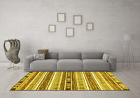 Machine Washable Abstract Yellow Modern Rug, wshabs3161yw