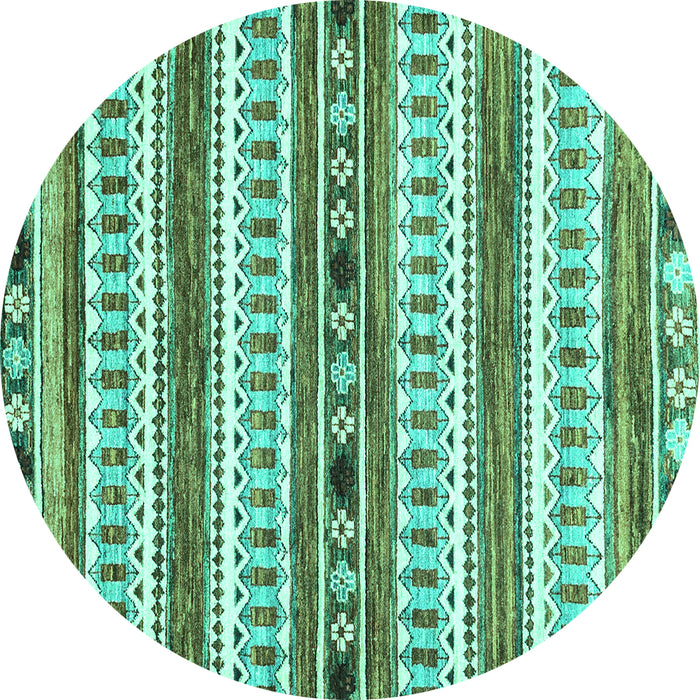 Round Abstract Turquoise Modern Rug, abs3161turq