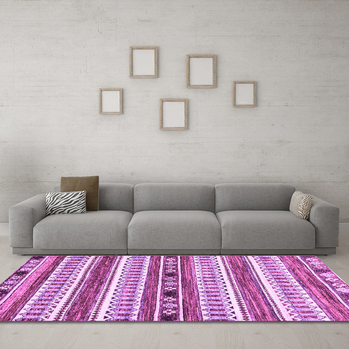 Machine Washable Abstract Purple Modern Area Rugs in a Living Room, wshabs3161pur