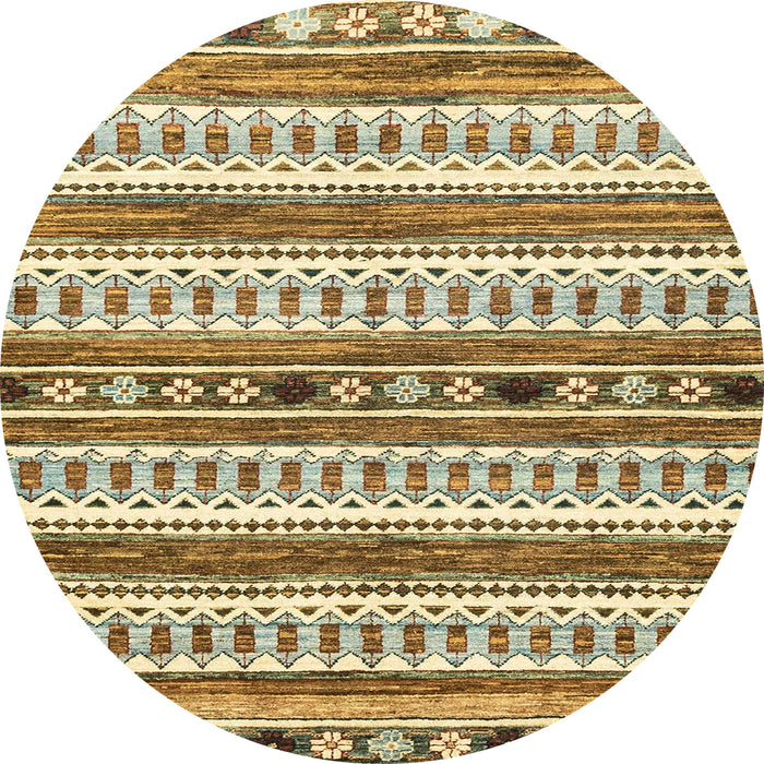 Round Abstract Brown Gold Modern Rug, abs3161