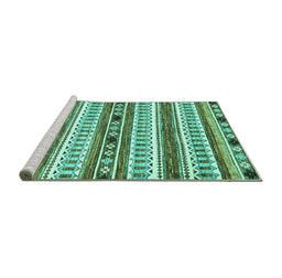 Sideview of Machine Washable Abstract Turquoise Modern Area Rugs, wshabs3161turq