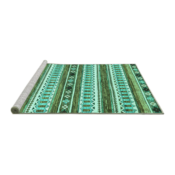 Sideview of Machine Washable Abstract Turquoise Modern Area Rugs, wshabs3161turq