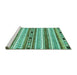 Sideview of Machine Washable Abstract Turquoise Modern Area Rugs, wshabs3161turq