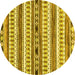 Round Abstract Yellow Modern Rug, abs3161yw