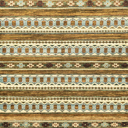 Square Machine Washable Abstract Brown Gold Rug, wshabs3161