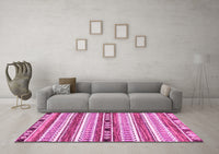 Machine Washable Abstract Pink Modern Rug, wshabs3161pnk