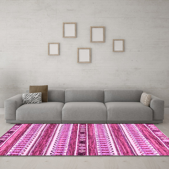Machine Washable Abstract Pink Modern Rug in a Living Room, wshabs3161pnk