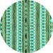 Round Machine Washable Abstract Turquoise Modern Area Rugs, wshabs3161turq