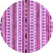 Round Machine Washable Abstract Purple Modern Area Rugs, wshabs3161pur