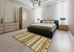 Abstract Brown Gold Modern Rug in a Bedroom, abs3161