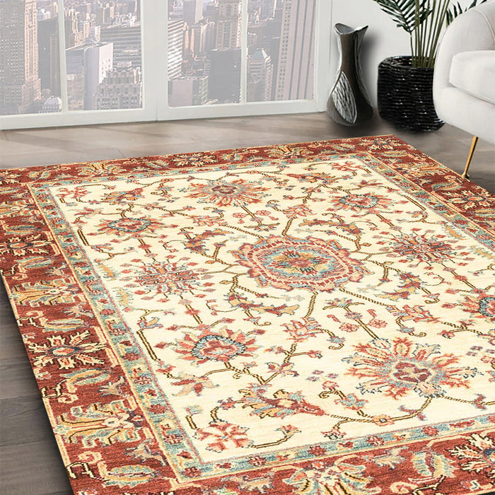 Machine Washable Abstract Chocolate Brown Rug in a Family Room, wshabs3162