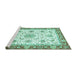 Sideview of Machine Washable Oriental Turquoise Traditional Area Rugs, wshabs3162turq