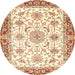 Round Abstract Chocolate Brown Oriental Rug, abs3162