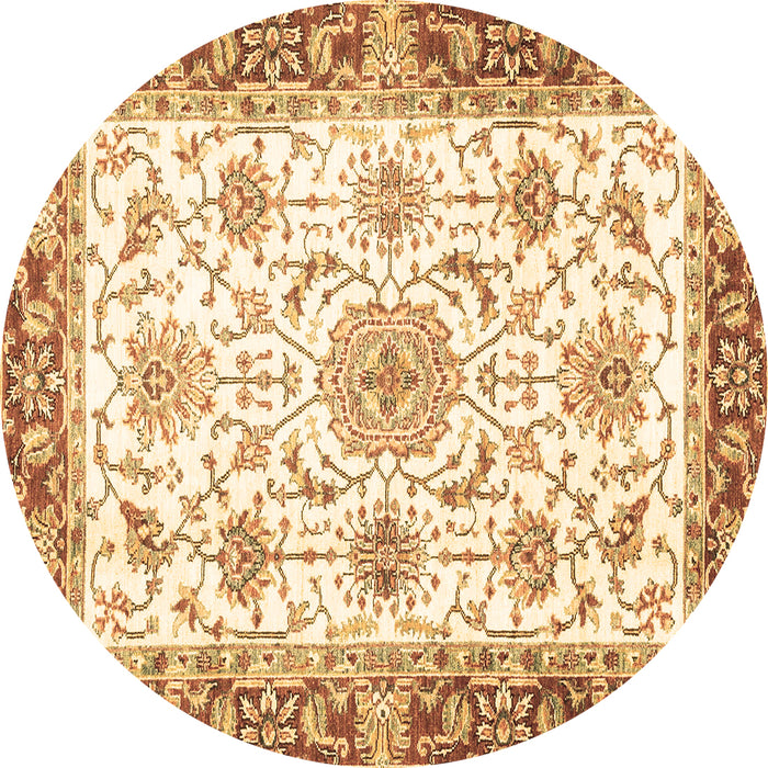Round Machine Washable Oriental Brown Traditional Rug, wshabs3162brn