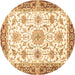 Round Oriental Brown Traditional Rug, abs3162brn