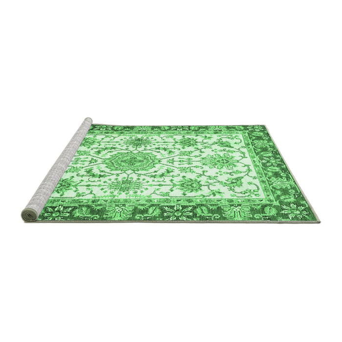 Sideview of Machine Washable Oriental Emerald Green Traditional Area Rugs, wshabs3162emgrn