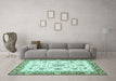 Machine Washable Oriental Turquoise Traditional Area Rugs in a Living Room,, wshabs3162turq