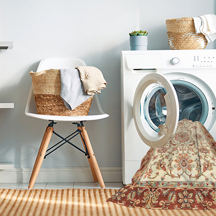 Machine Washable Abstract Chocolate Brown Rug in a Washing Machine, wshabs3162