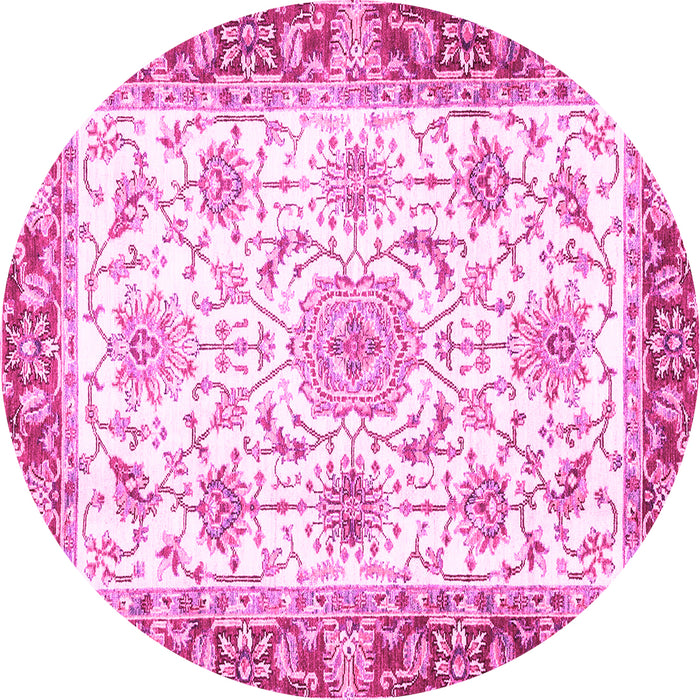 Round Machine Washable Oriental Pink Traditional Rug, wshabs3162pnk