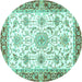 Round Oriental Turquoise Traditional Rug, abs3162turq