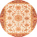 Round Machine Washable Oriental Orange Traditional Area Rugs, wshabs3162org