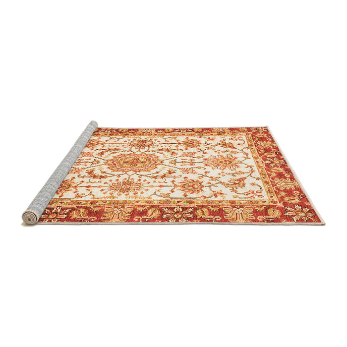 Sideview of Machine Washable Oriental Orange Traditional Area Rugs, wshabs3162org