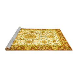 Sideview of Machine Washable Oriental Yellow Traditional Rug, wshabs3162yw