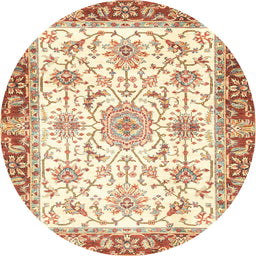 Round Machine Washable Abstract Chocolate Brown Rug, wshabs3162