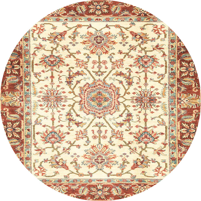 Round Machine Washable Abstract Chocolate Brown Rug, wshabs3162
