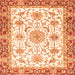 Square Machine Washable Oriental Orange Traditional Area Rugs, wshabs3162org