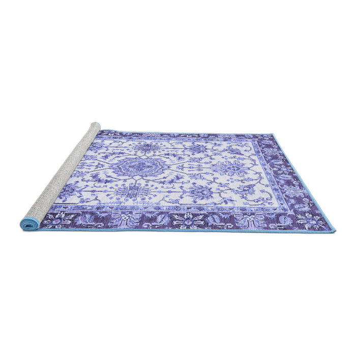 Sideview of Machine Washable Oriental Blue Traditional Rug, wshabs3162blu