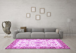 Machine Washable Oriental Purple Traditional Area Rugs in a Living Room, wshabs3162pur