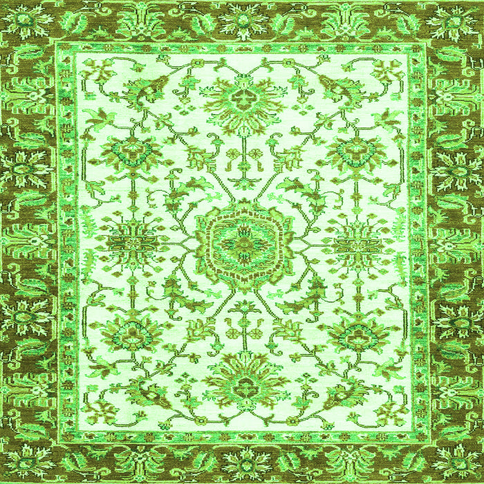 Square Oriental Green Traditional Rug, abs3162grn