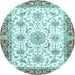 Round Oriental Light Blue Traditional Rug, abs3162lblu