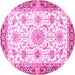 Round Oriental Pink Traditional Rug, abs3162pnk