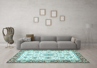 Machine Washable Oriental Light Blue Traditional Rug, wshabs3162lblu