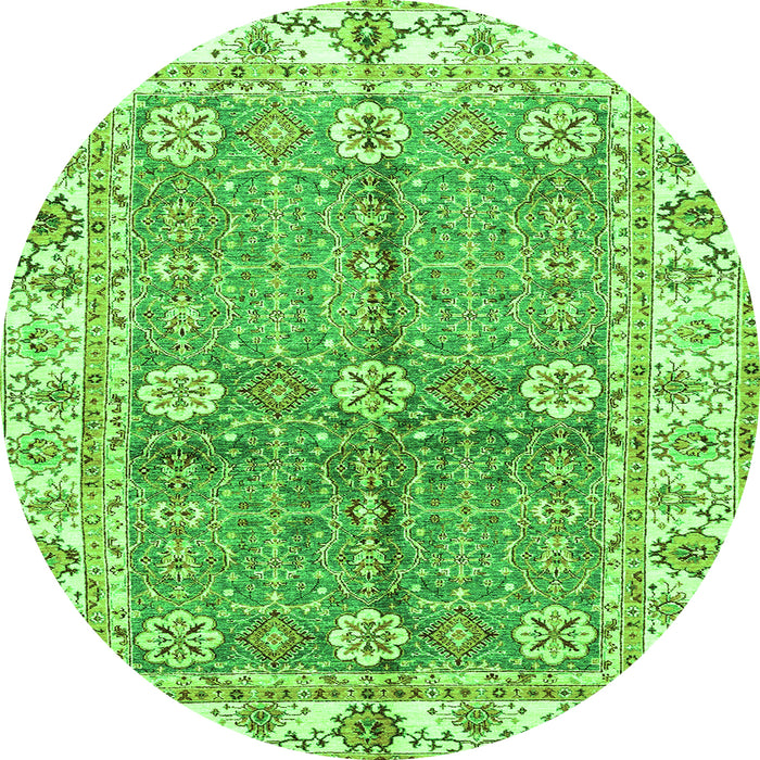 Round Oriental Green Traditional Rug, abs3163grn