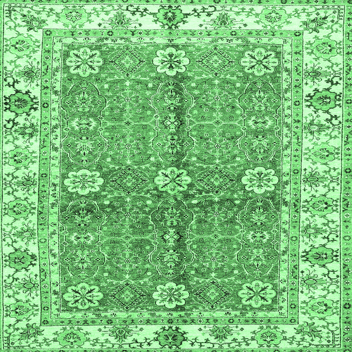 Square Machine Washable Oriental Emerald Green Traditional Area Rugs, wshabs3163emgrn